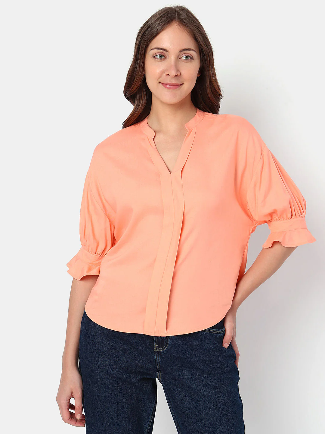 Peach Puff Sleeves Top - Image 2