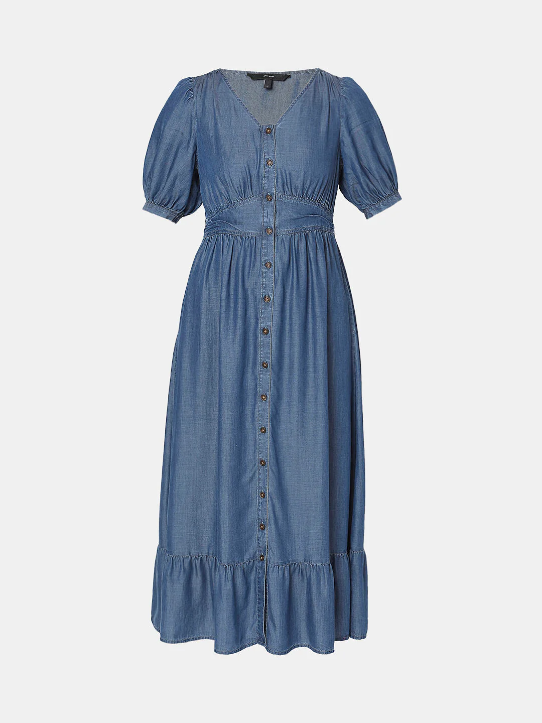 Blue Button Detail Denim Dress - Image 6