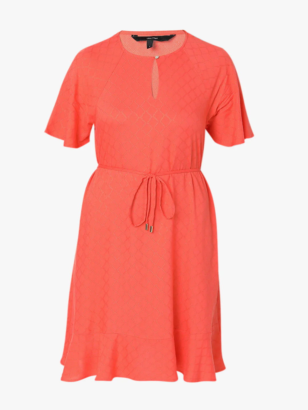 Orange Textured Flared Dress - Image 7
