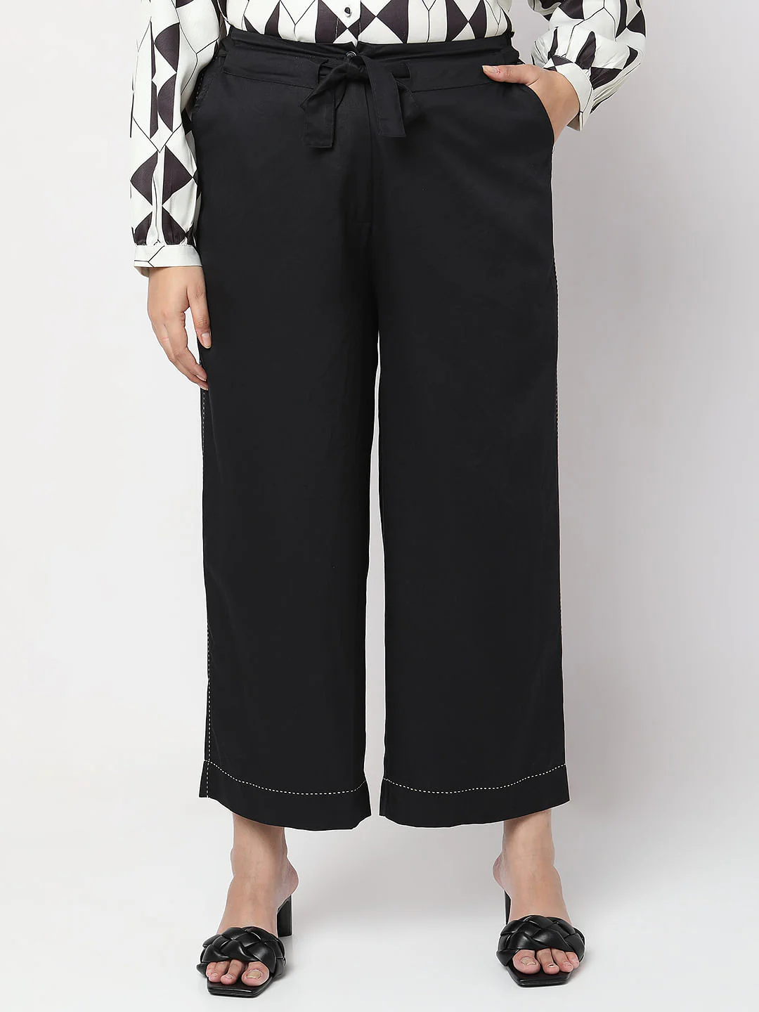 Curve Black High Rise Belted Pants - Image 2