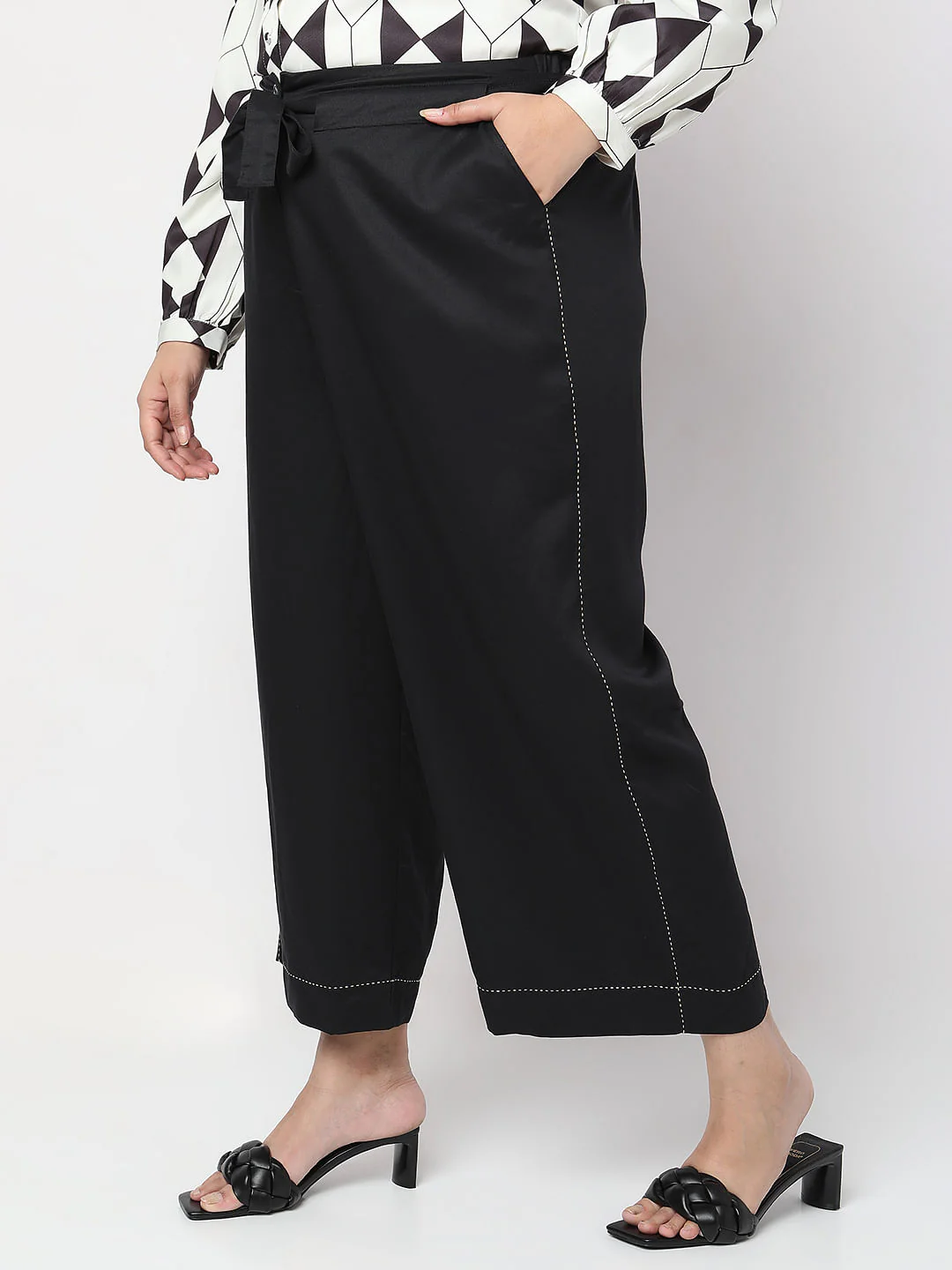 Curve Black High Rise Belted Pants - Image 3