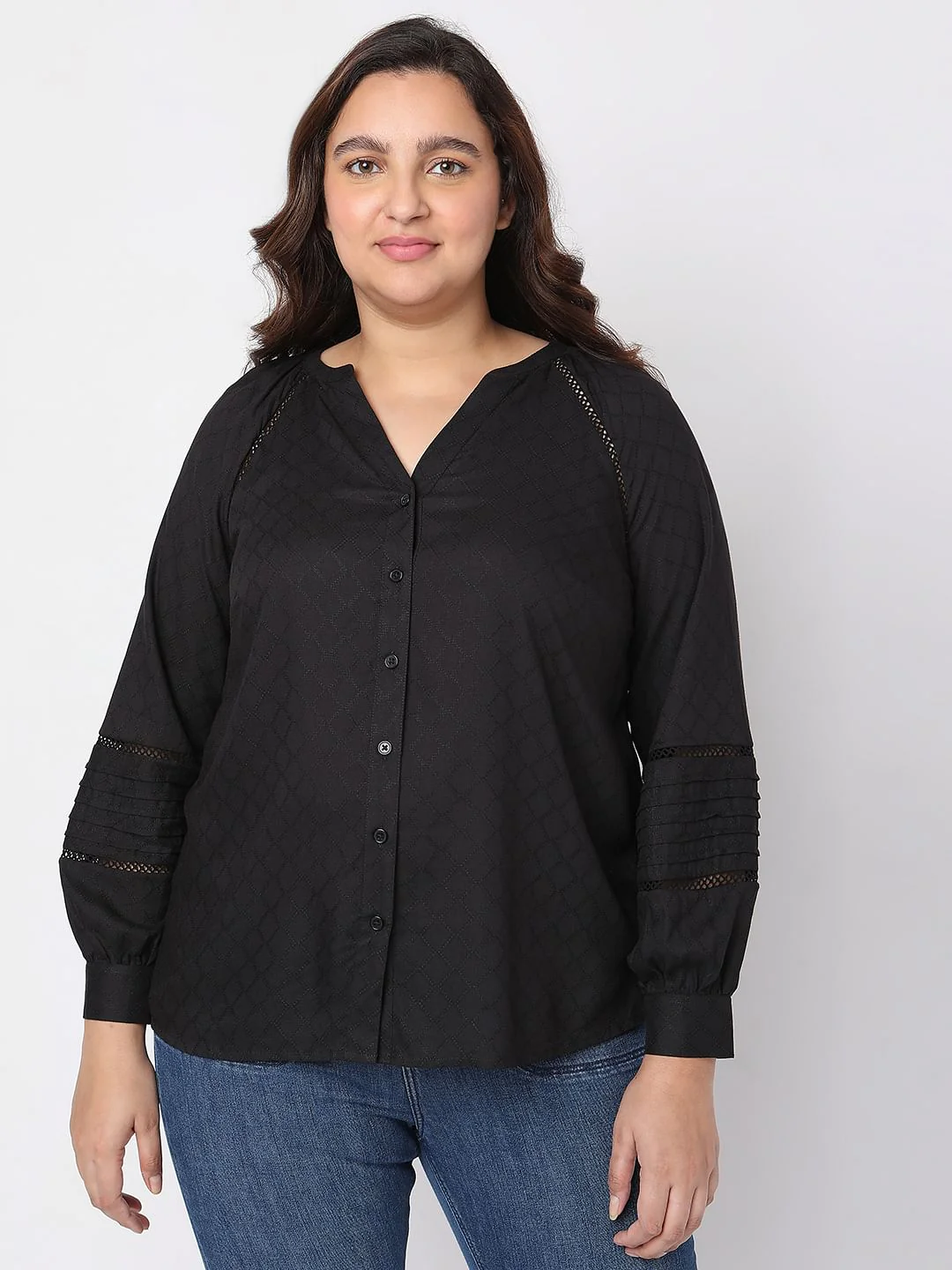 Curve Black Schiffli Embroidered Shirt - Image 2