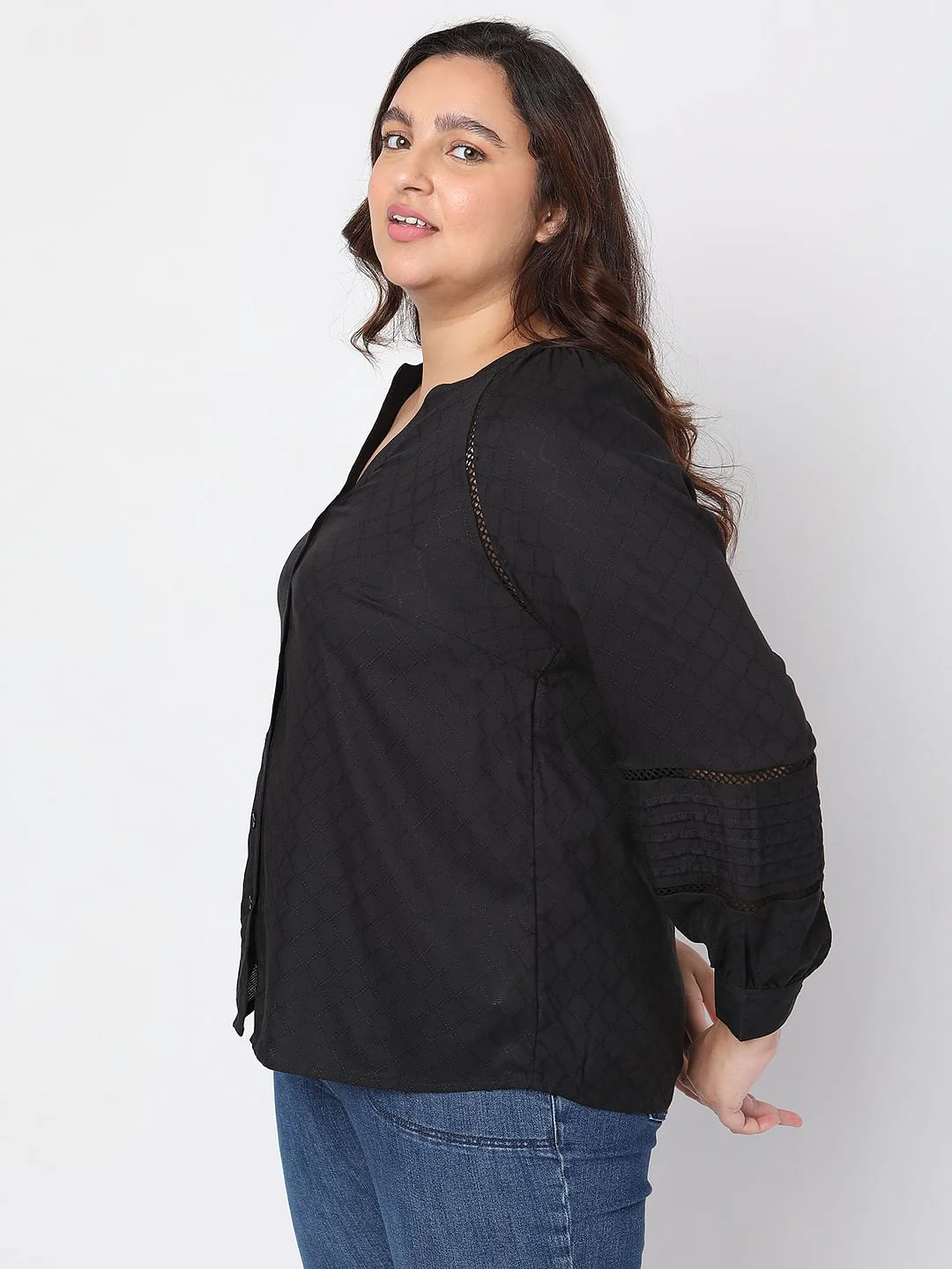 Curve Black Schiffli Embroidered Shirt - Image 3