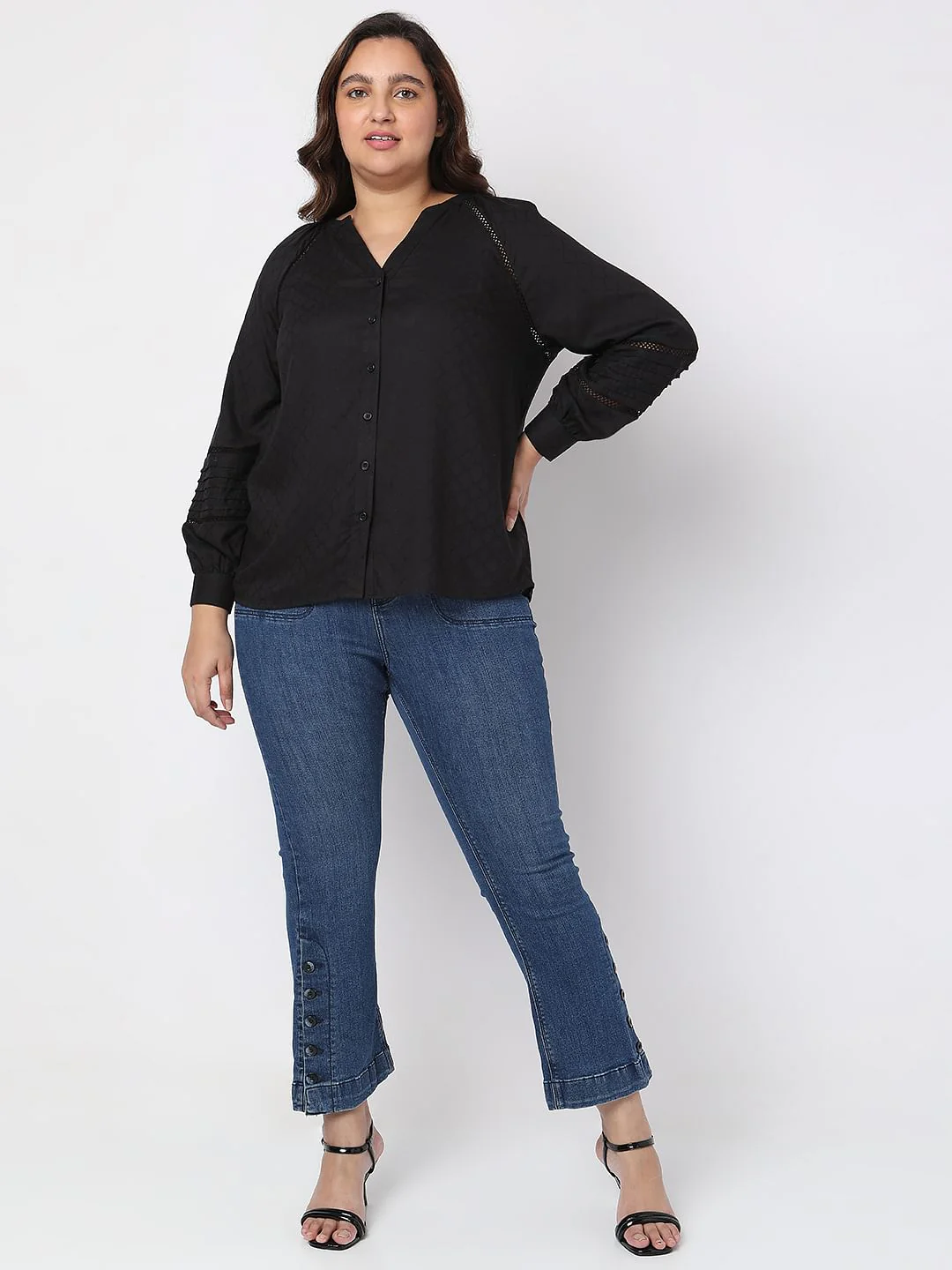 Curve Black Schiffli Embroidered Shirt - Image 5