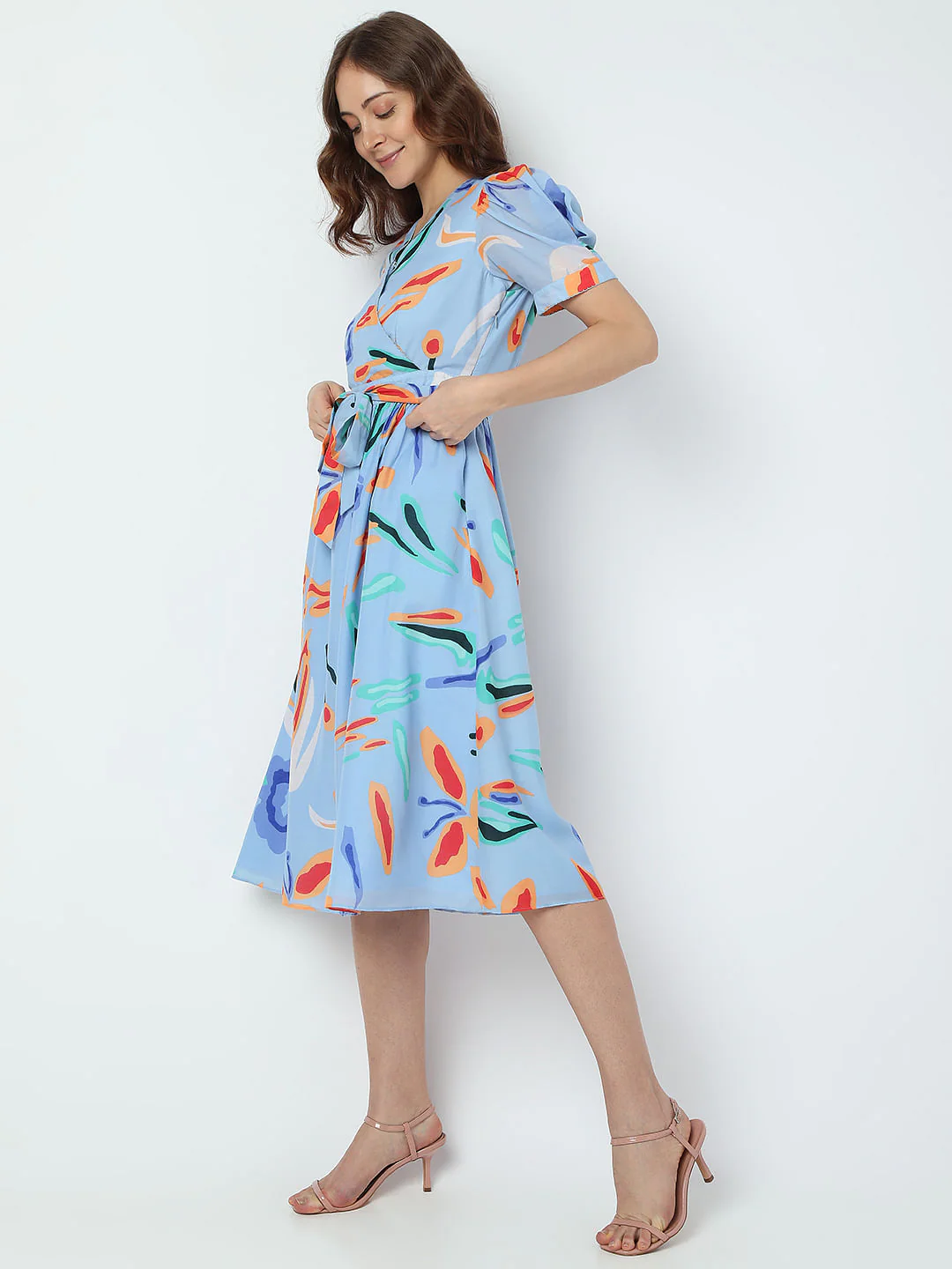 Blue Abstract Print Mini Dress - Image 3