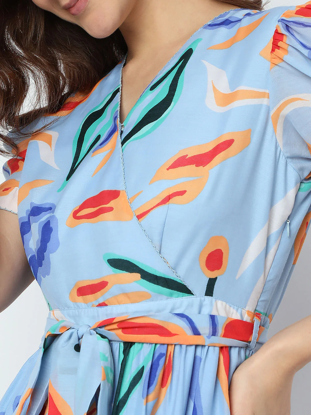 Blue Abstract Print Mini Dress - Image 5