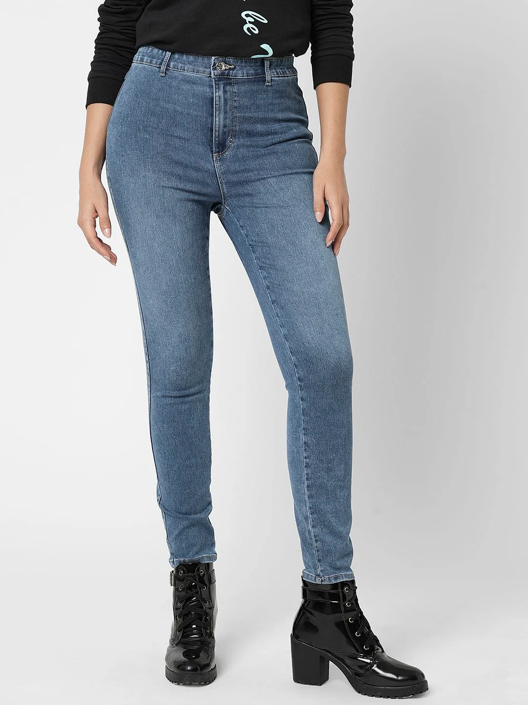 I.Scenery By Vero Moda Blue High Rise Wendy Skinny Jeans - Image 2