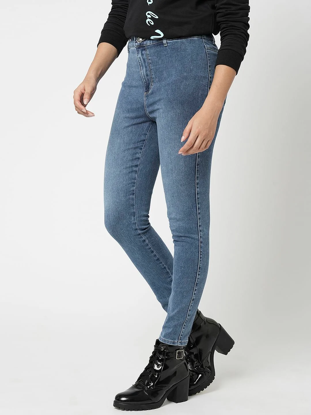 I.Scenery By Vero Moda Blue High Rise Wendy Skinny Jeans - Image 3