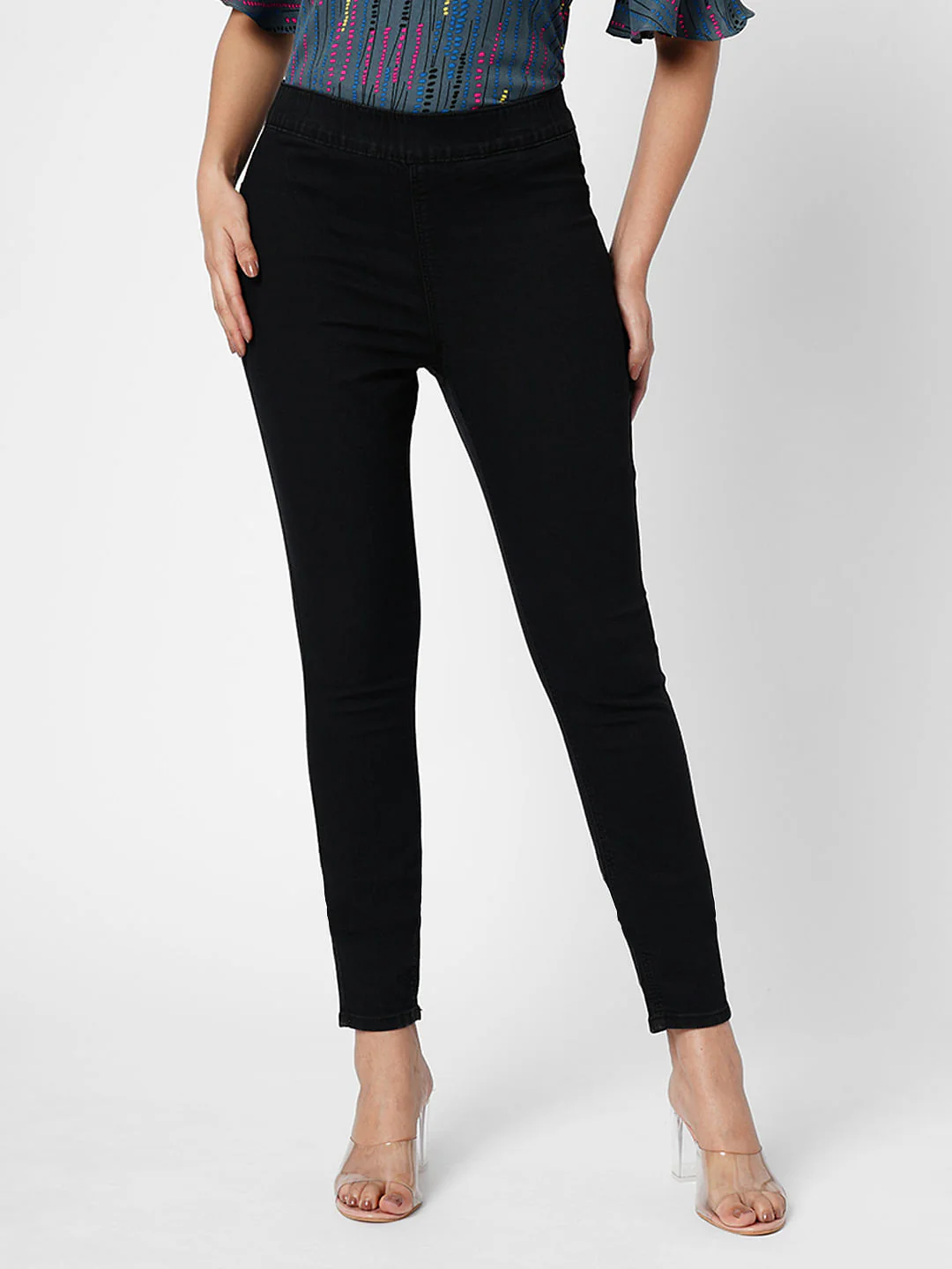I.Scenery By Vero Moda Black High Rise Skinny Jeggings - Image 2