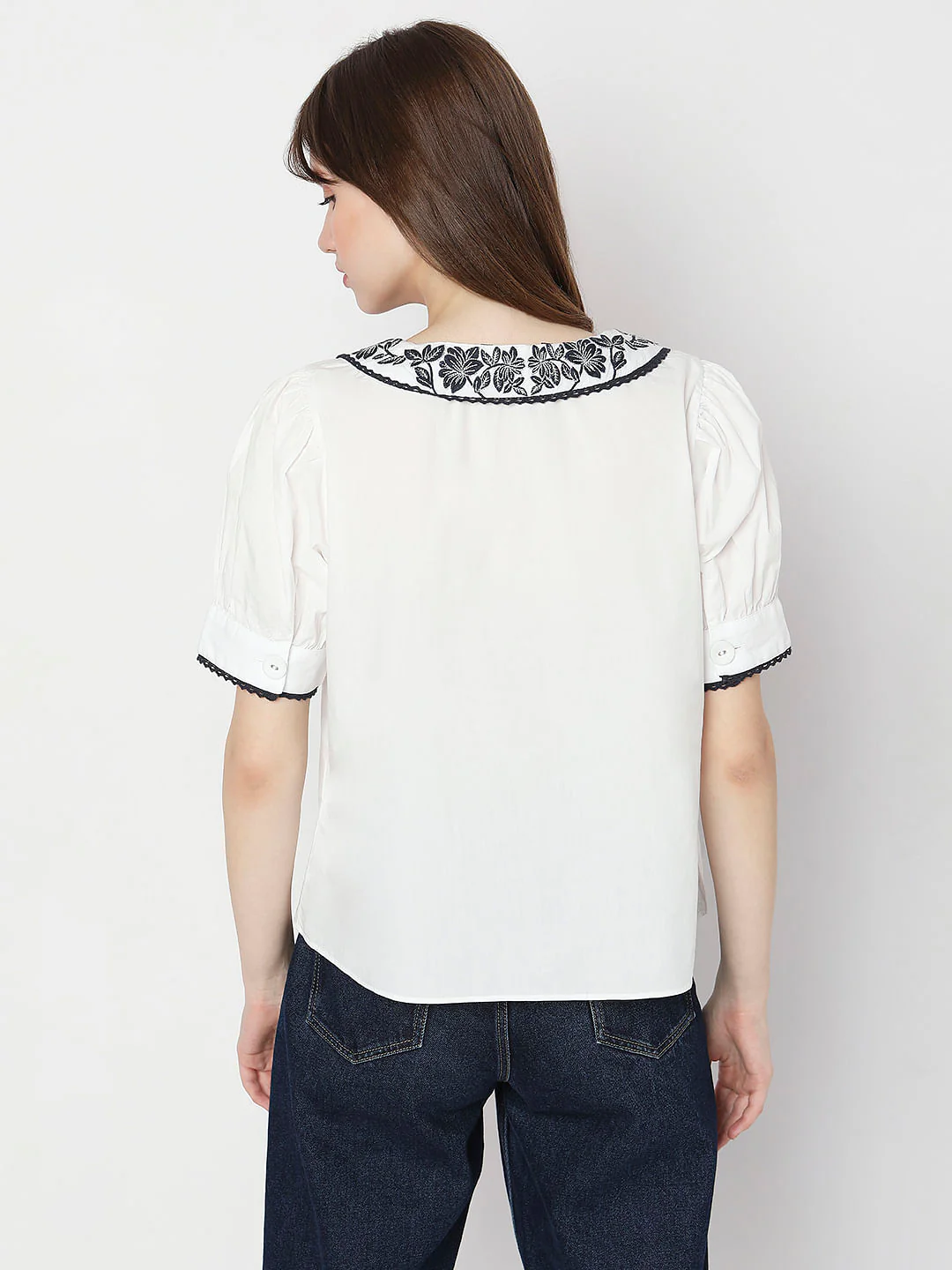 White Embroidered Detail Top - Image 4
