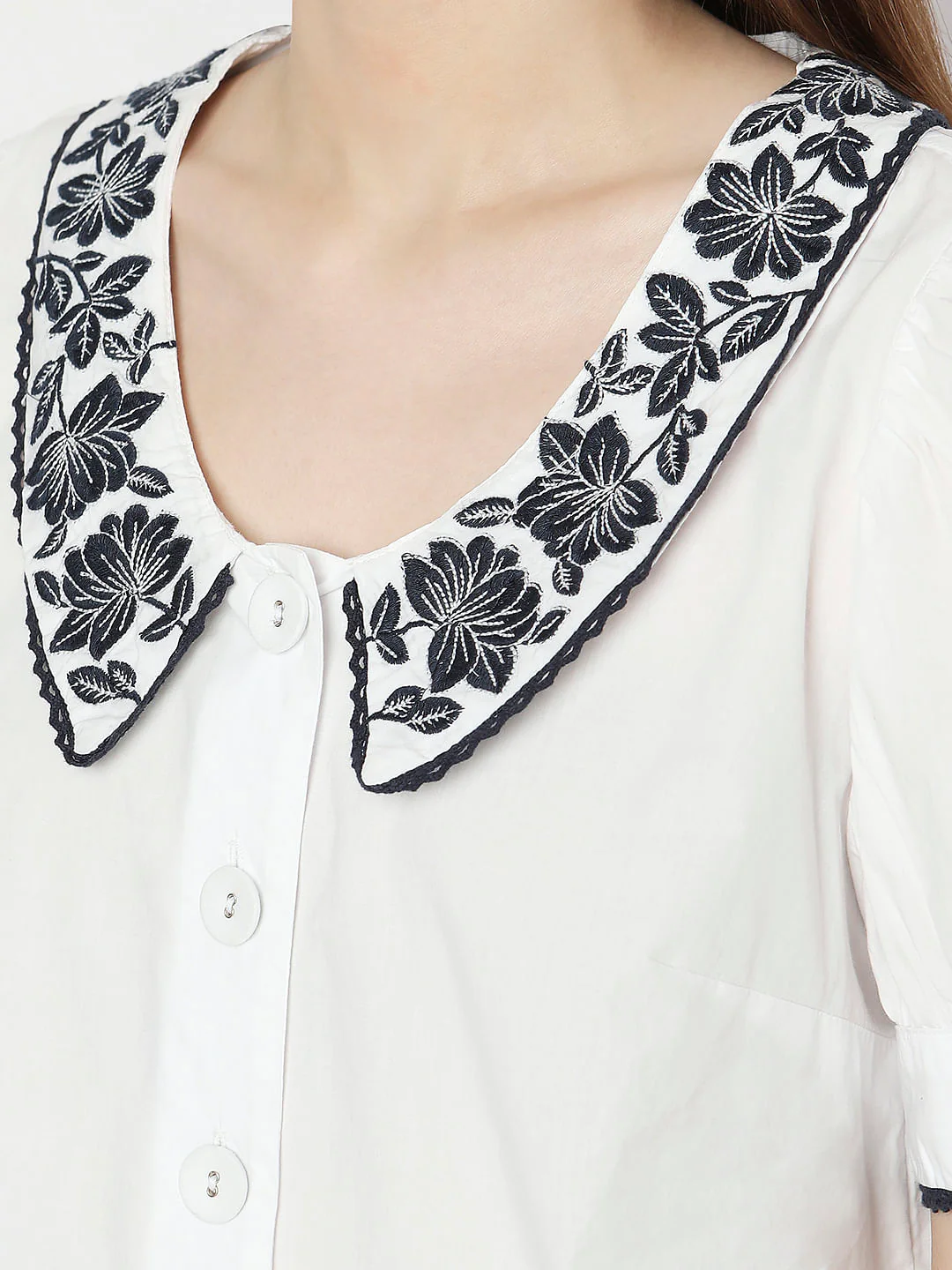 White Embroidered Detail Top - Image 8