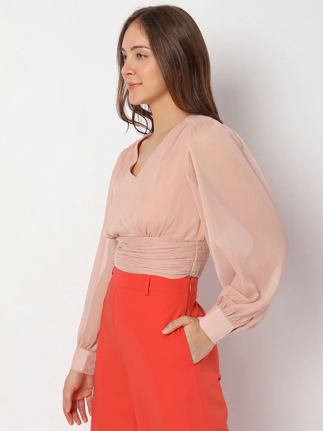 Peach V-Neck Top - Image 3