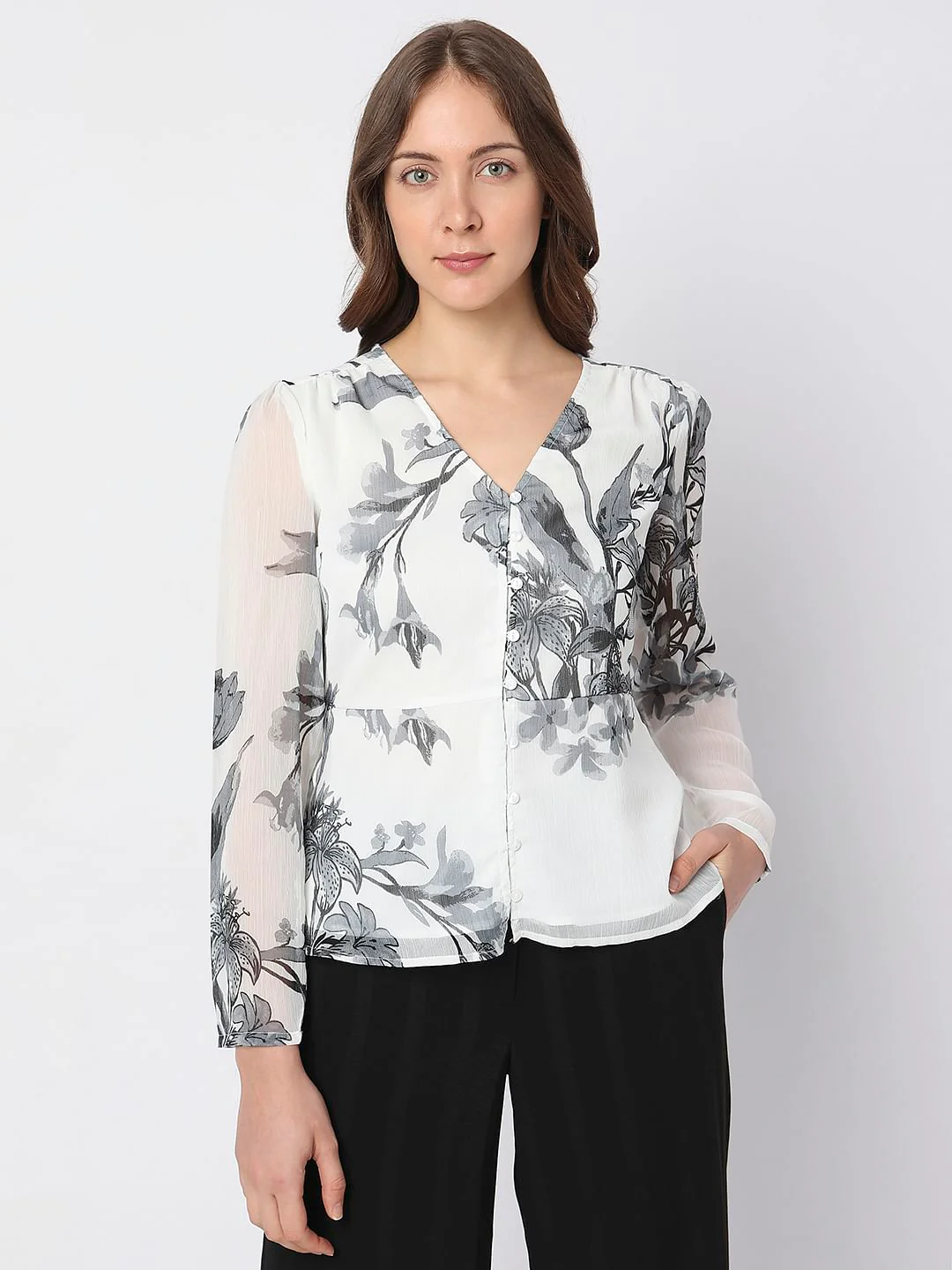 White Floral Top - Image 2