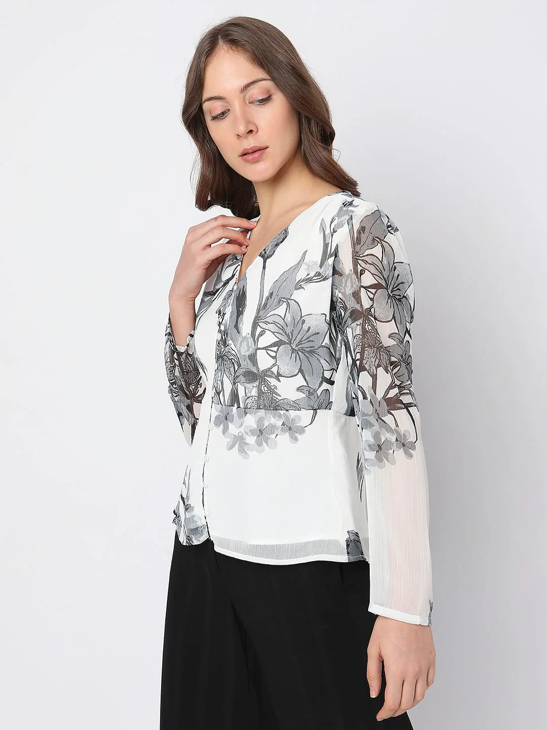White Floral Top - Image 3