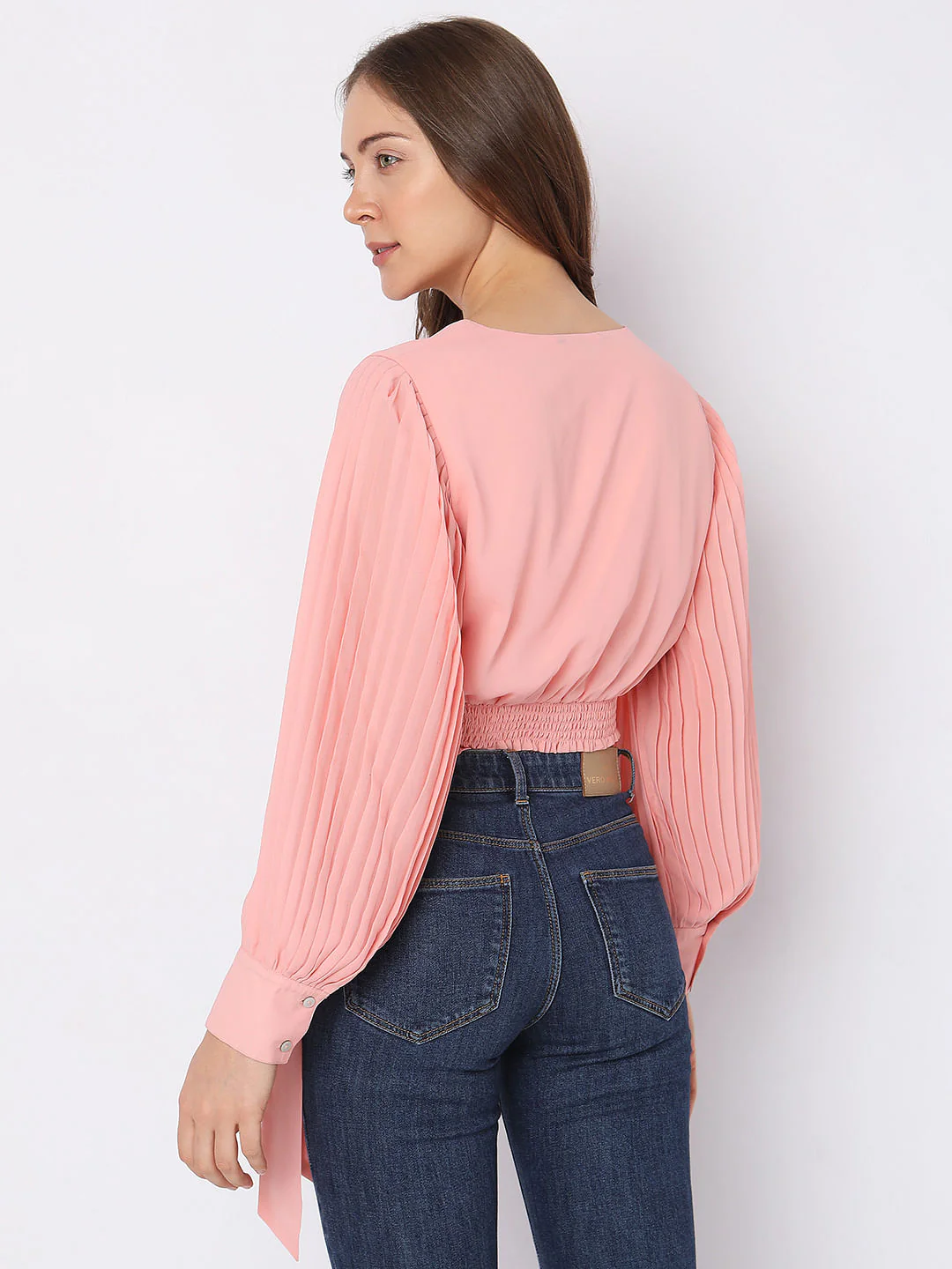 Pink Wrap Detail Crop Top - Image 4