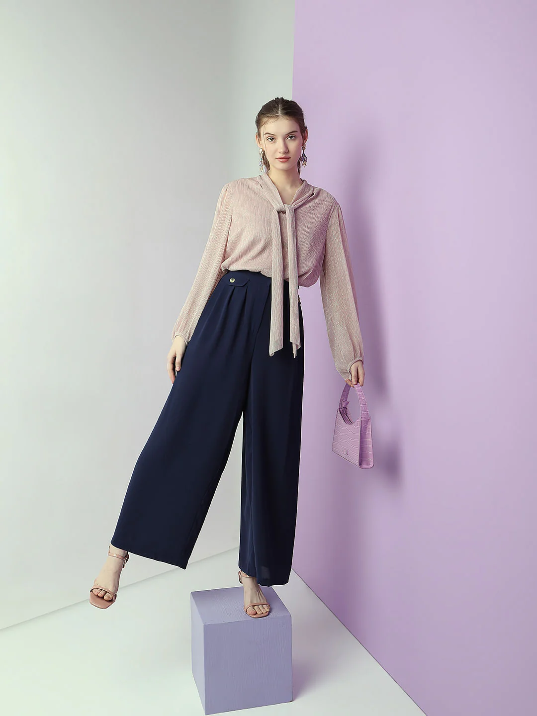 Navy Blue High Rise Pants