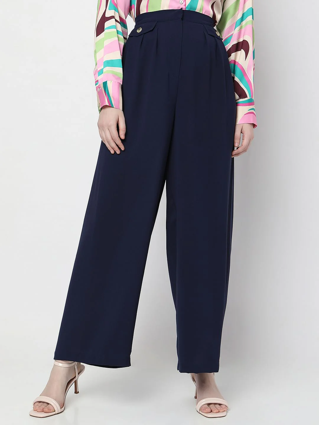 Navy Blue High Rise Pants - Image 2