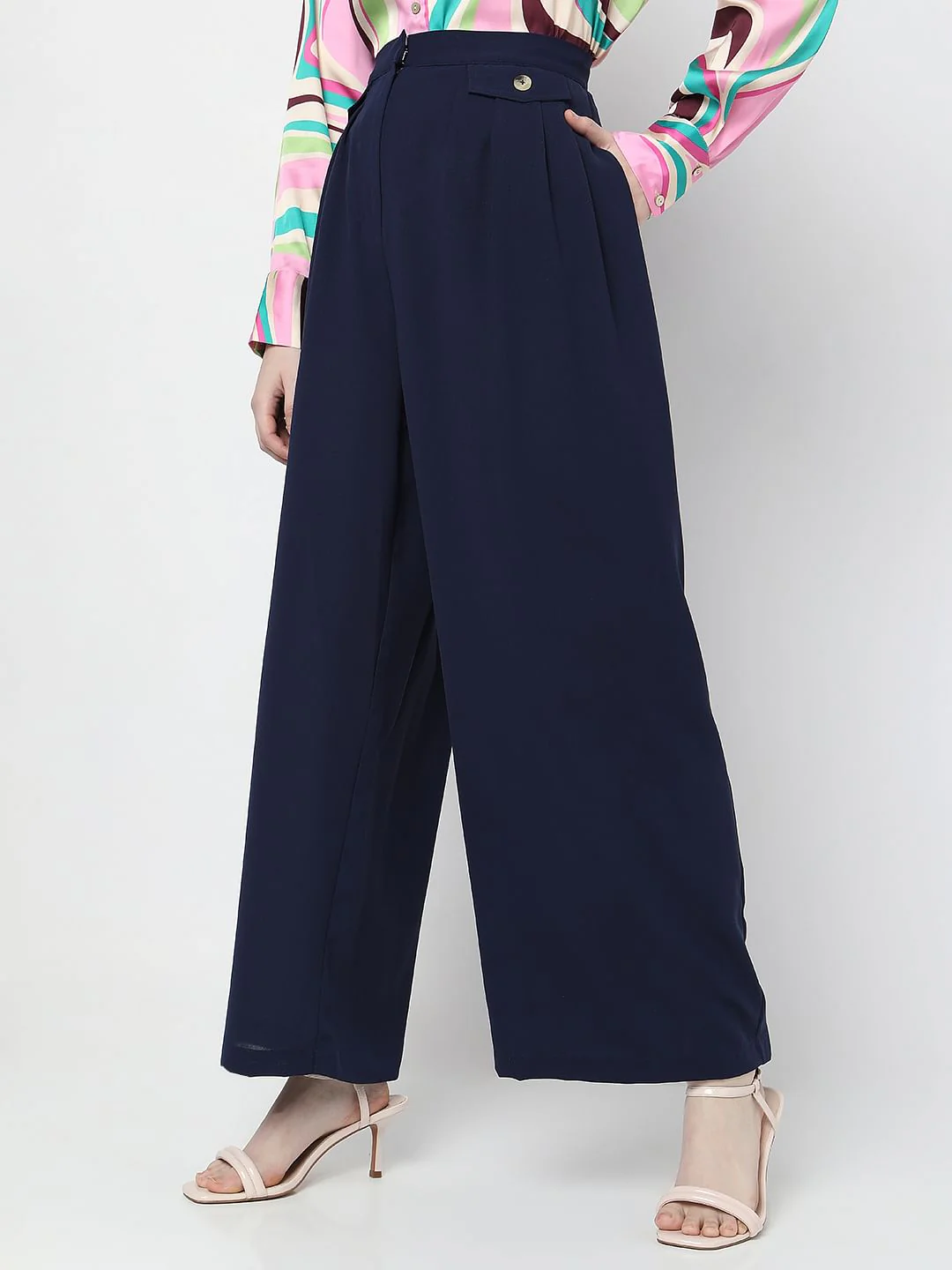 Navy Blue High Rise Pants - Image 3