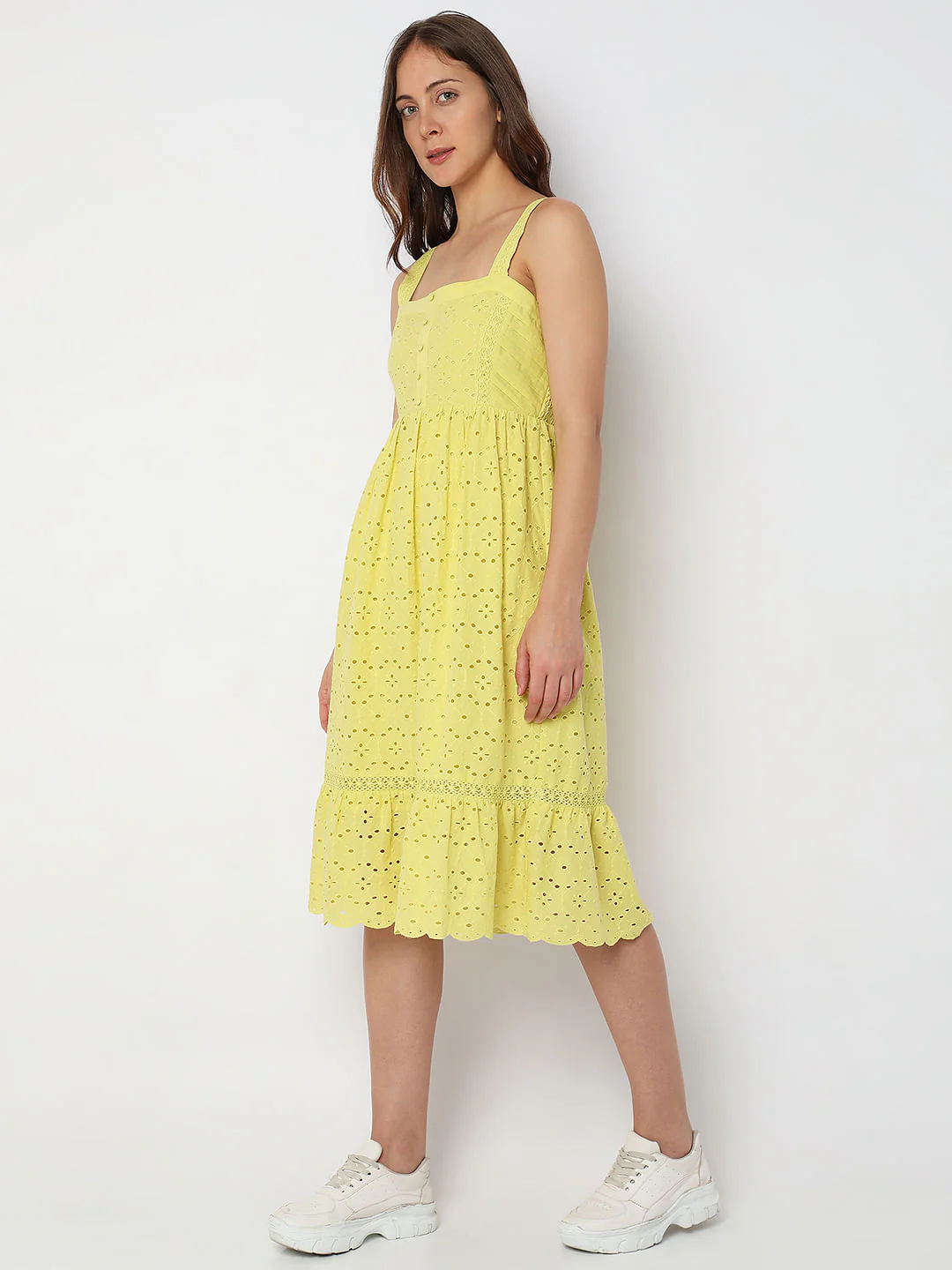 Yellow Fit & Flare Dress - Image 3