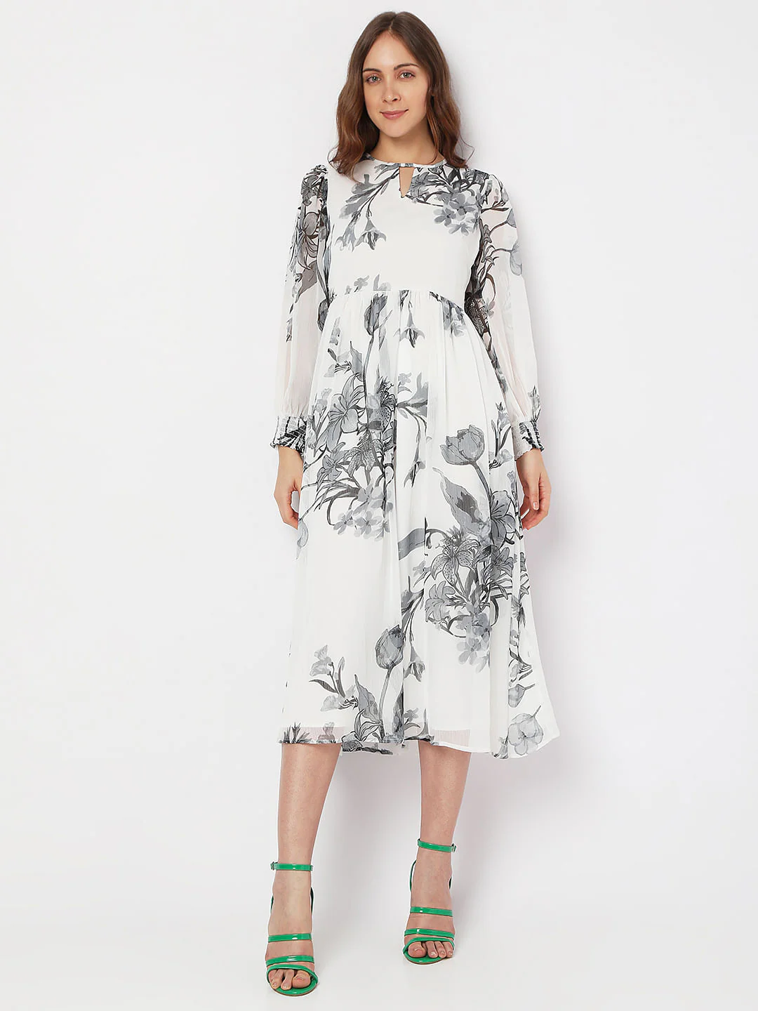 White Floral Midi Dress - Image 2