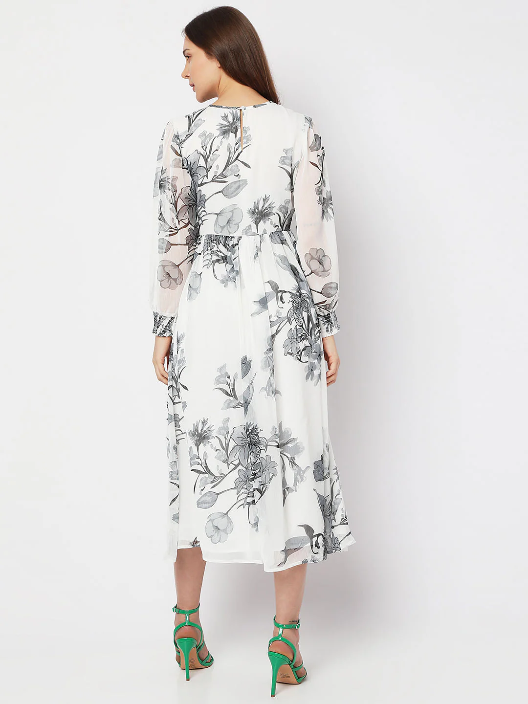 White Floral Midi Dress - Image 4
