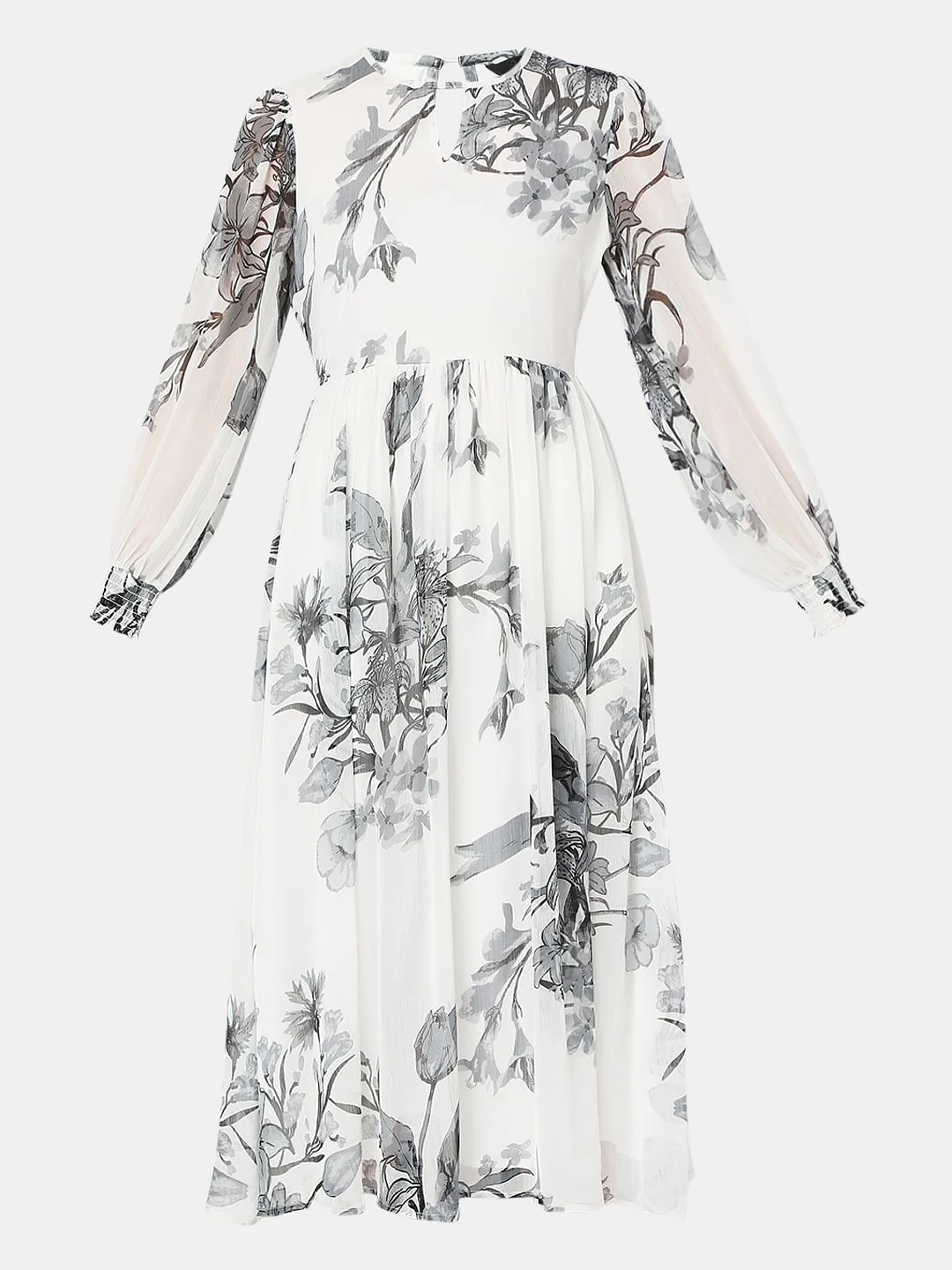 White Floral Midi Dress - Image 6