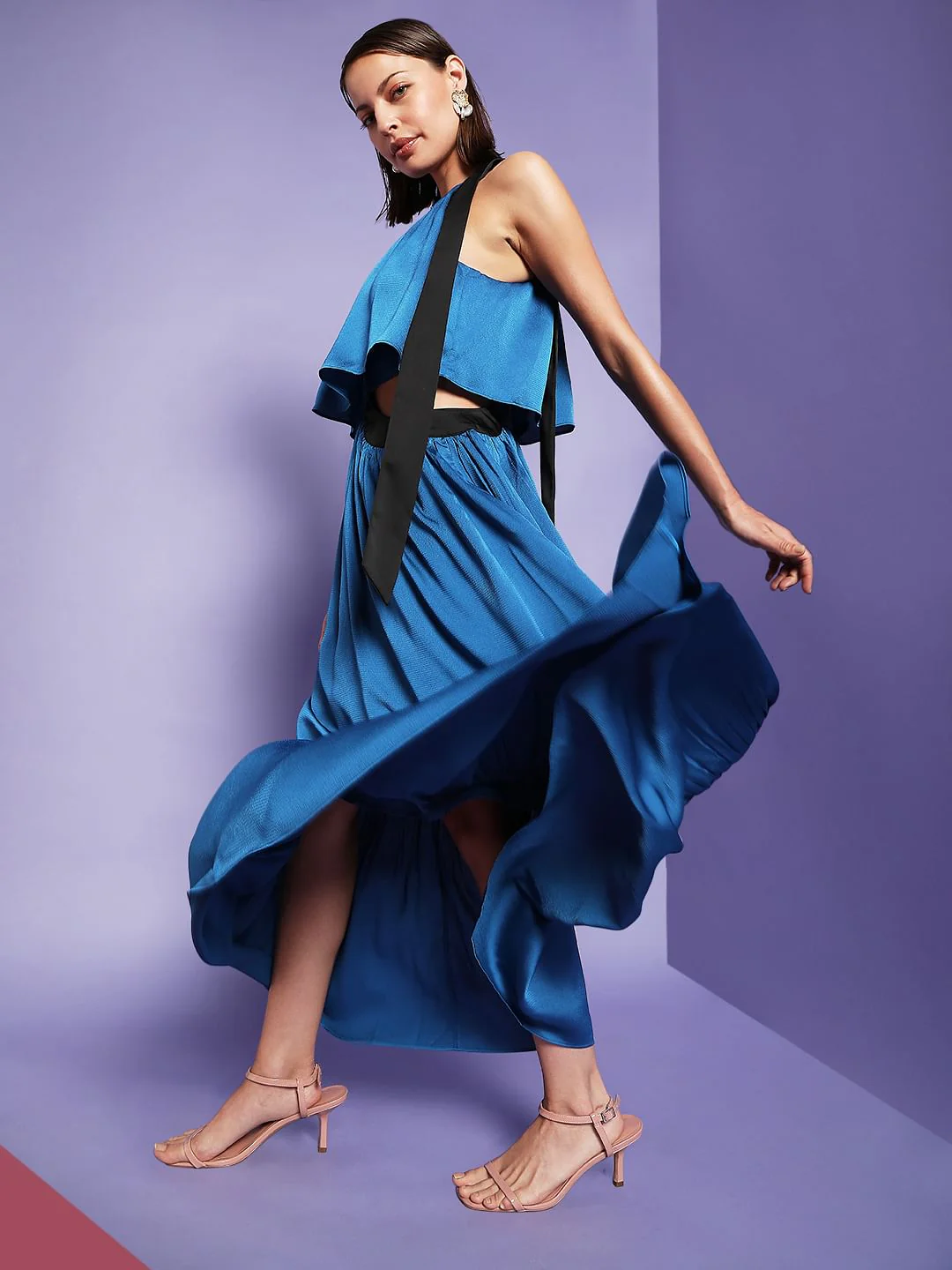 Marquee Blue One Shoulder Cut Out Dress
