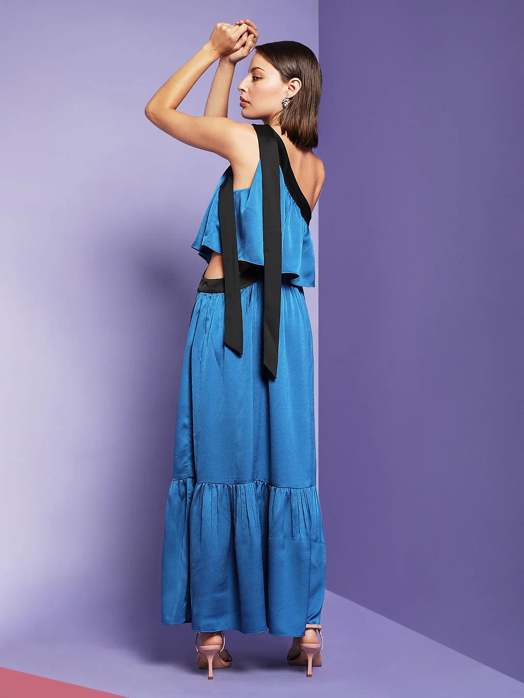 Marquee Blue One Shoulder Cut Out Dress - Image 4