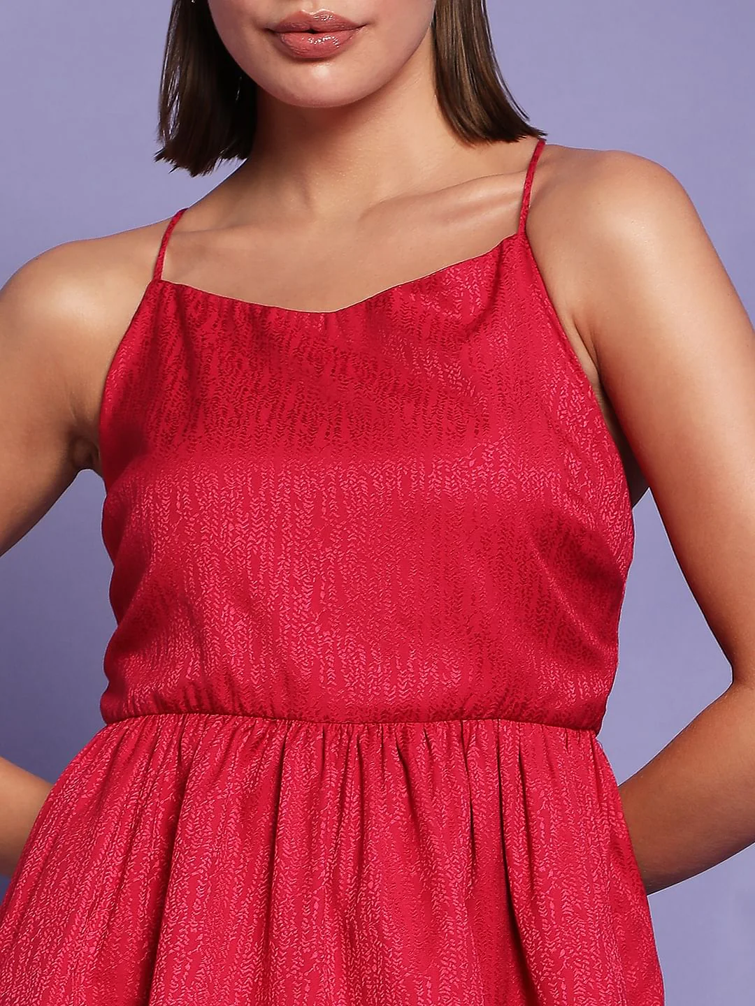 Marquee Dark Pink Jacquard Peplum Top - Image 5