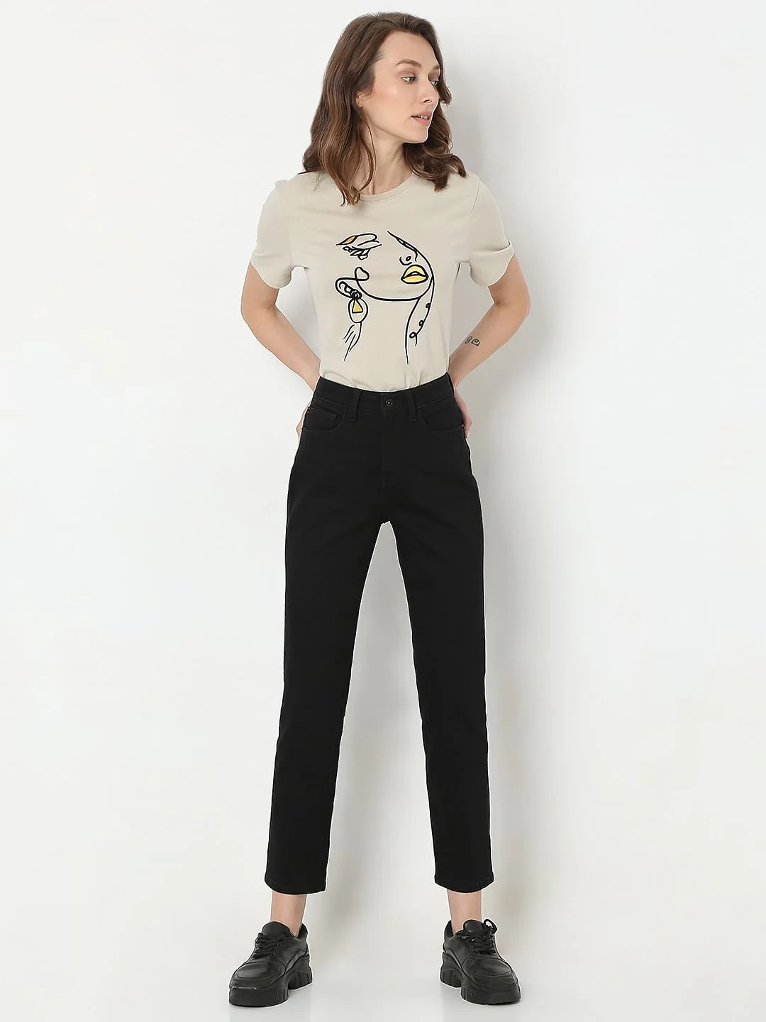 Black High Rise Jade Straight Fit Jeans - Image 5
