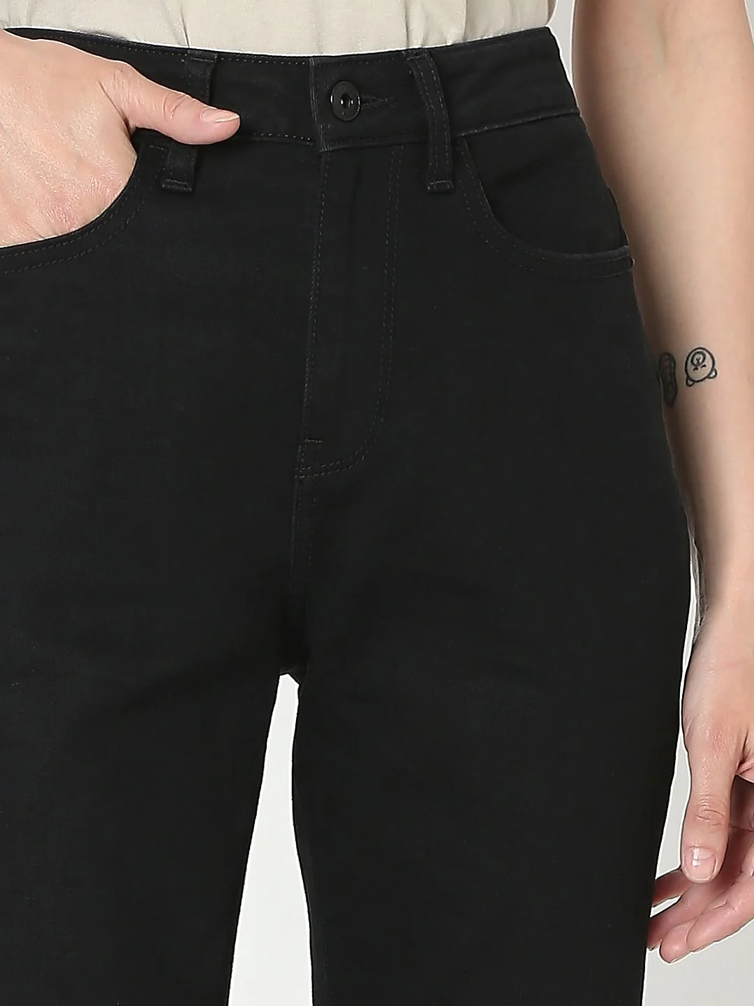 Black High Rise Jade Straight Fit Jeans - Image 6