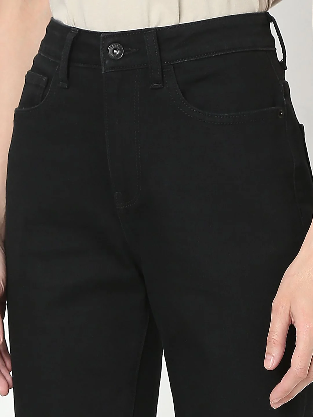 Black High Rise Jade Straight Fit Jeans - Image 8