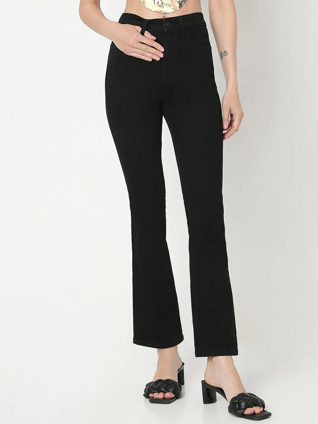 Black High Rise Petra Bootcut Jeans - Image 2