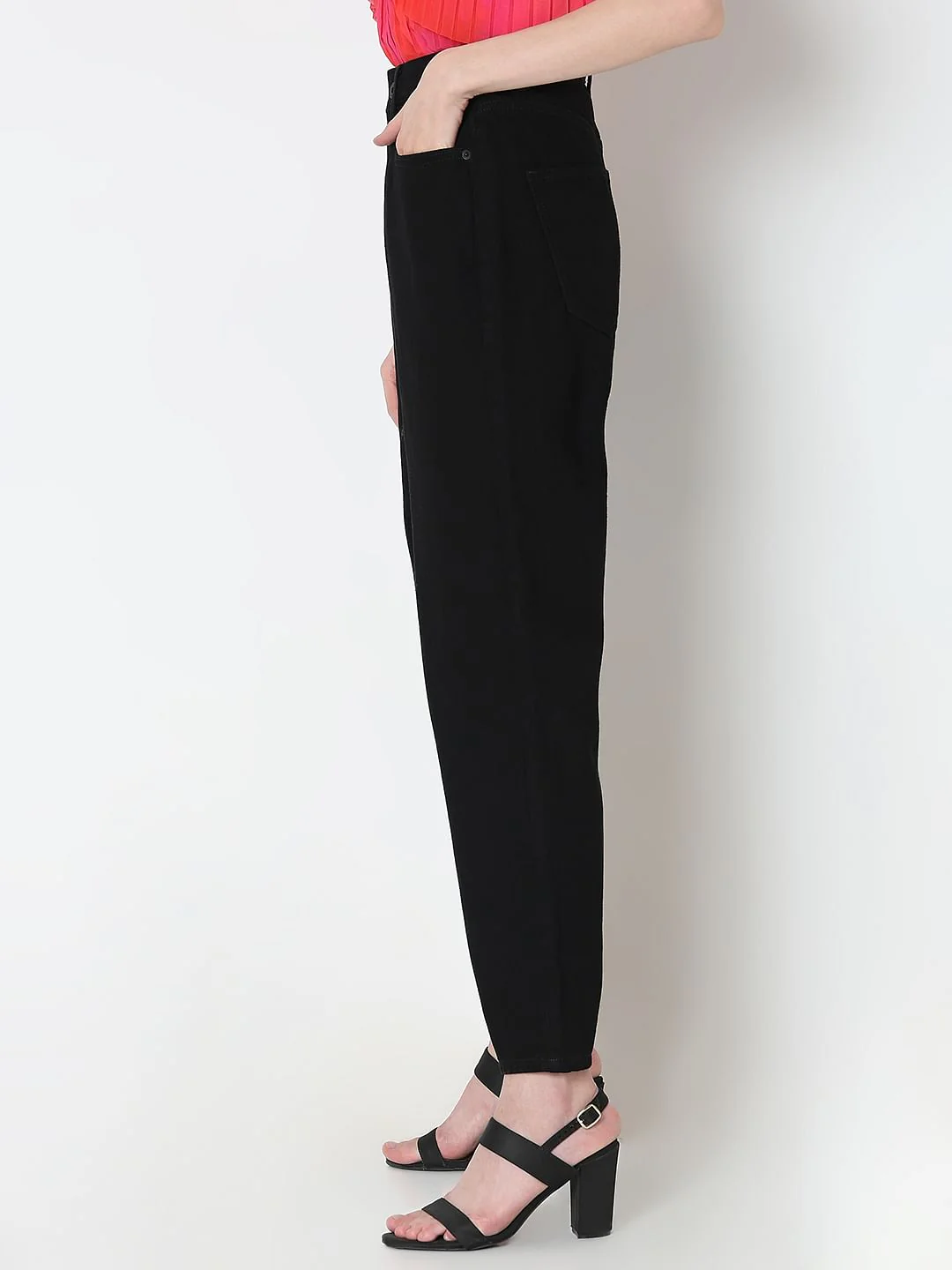 Black High Rise Mom Fit Jeans - Image 3