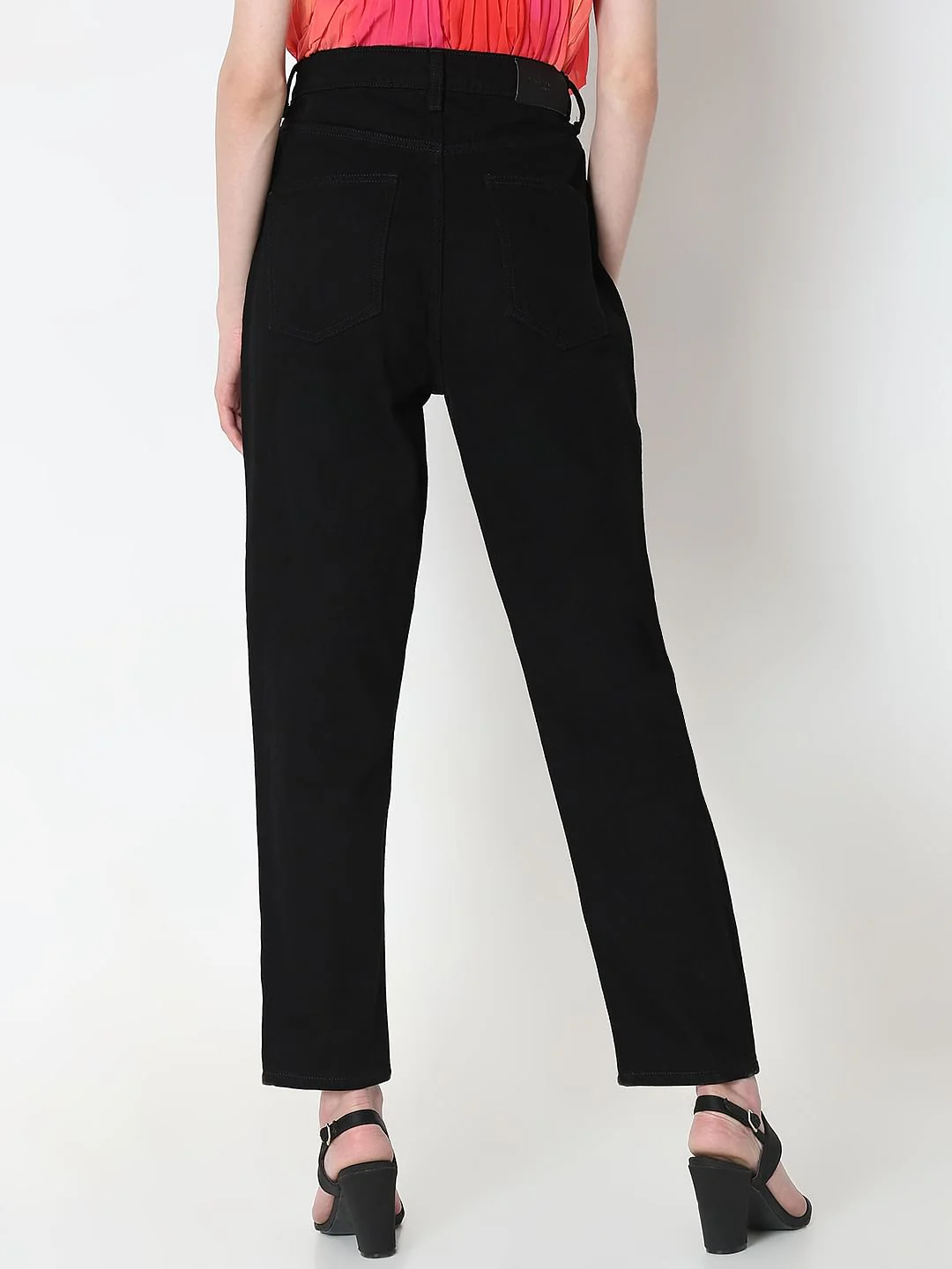 Black High Rise Mom Fit Jeans - Image 4