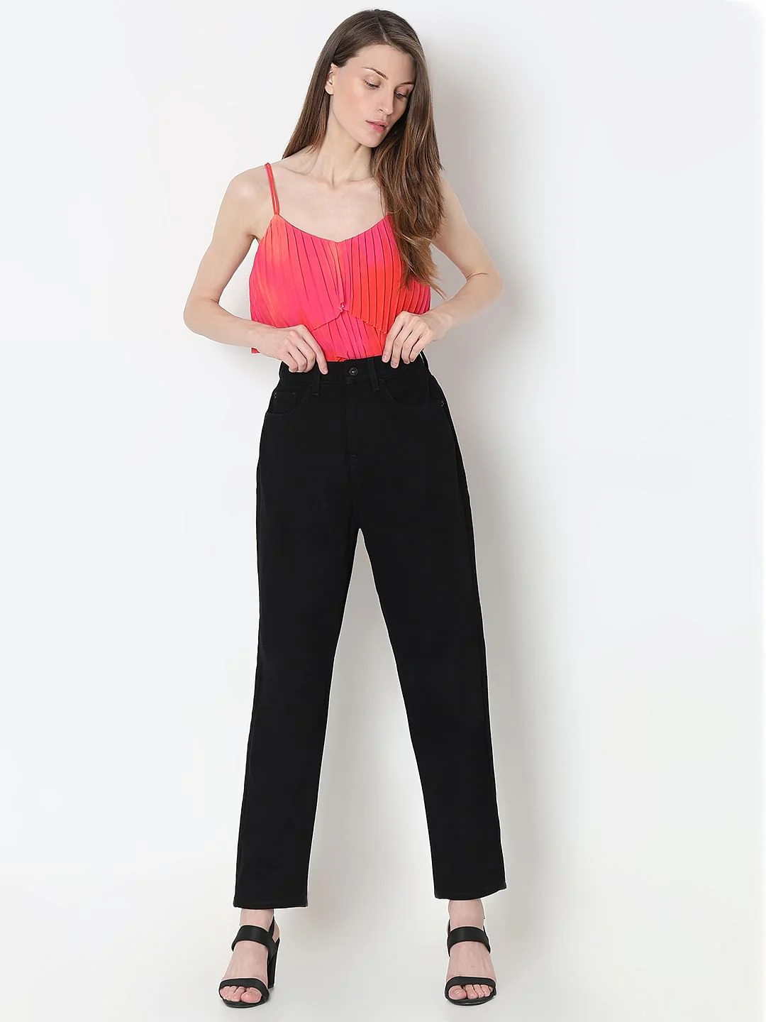 Black High Rise Mom Fit Jeans - Image 5