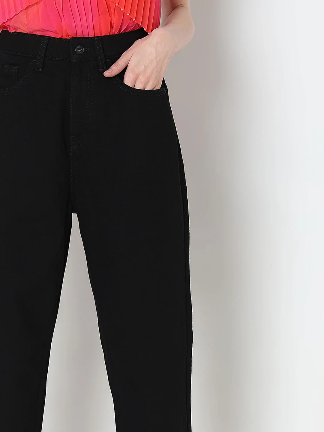 Black High Rise Mom Fit Jeans - Image 6