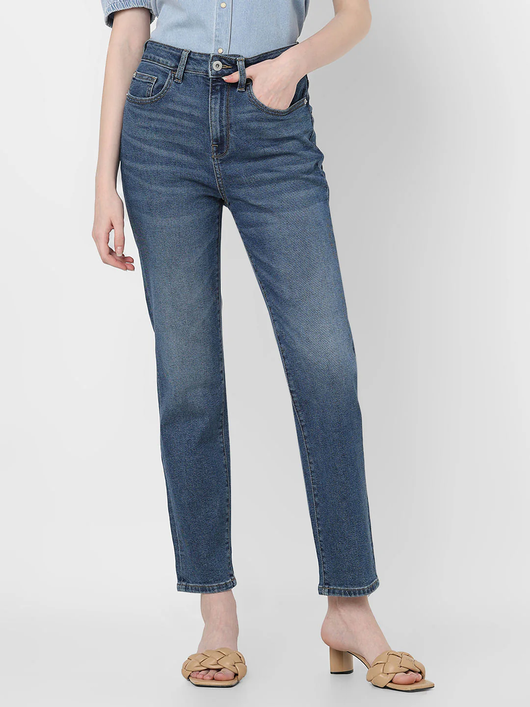 Blue High Rise Jade Straight Fit Jeans - Image 2