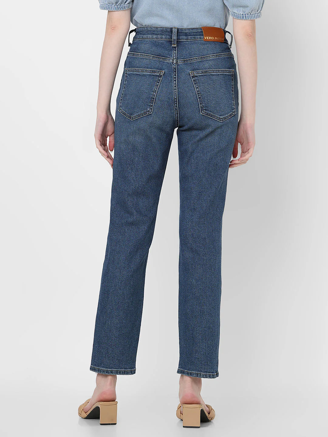 Blue High Rise Jade Straight Fit Jeans - Image 4