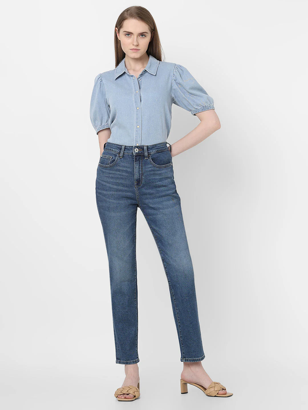 Blue High Rise Jade Straight Fit Jeans - Image 5