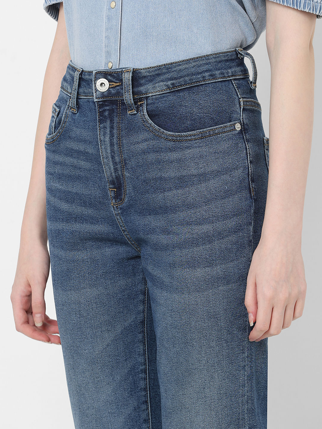 Blue High Rise Jade Straight Fit Jeans - Image 6