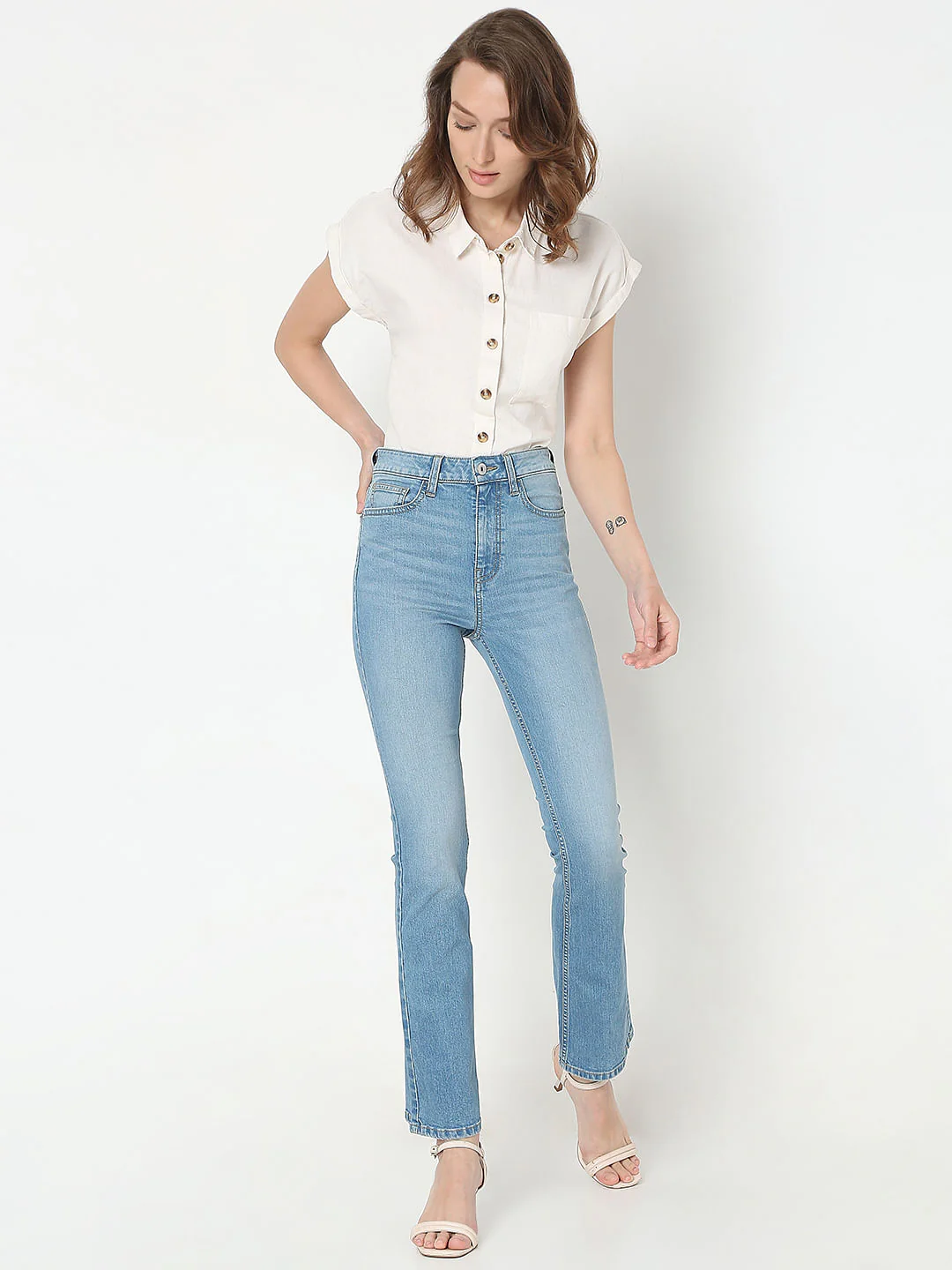 Light Blue High Rise Petra Bootcut Jeans - Image 5