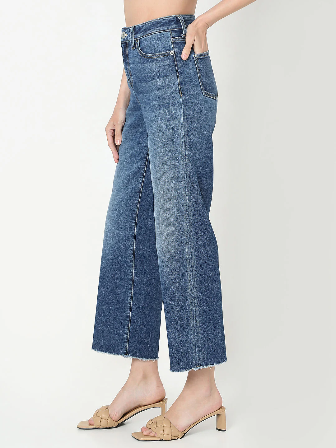 Dark Blue High Rise Zoey Wide Leg Jeans - Image 3