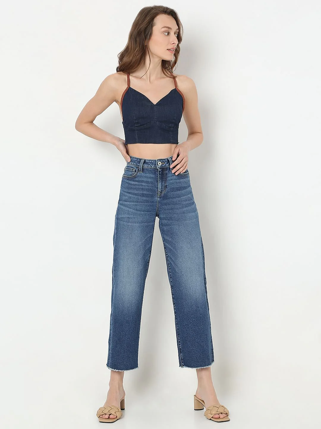 Dark Blue High Rise Zoey Wide Leg Jeans - Image 5