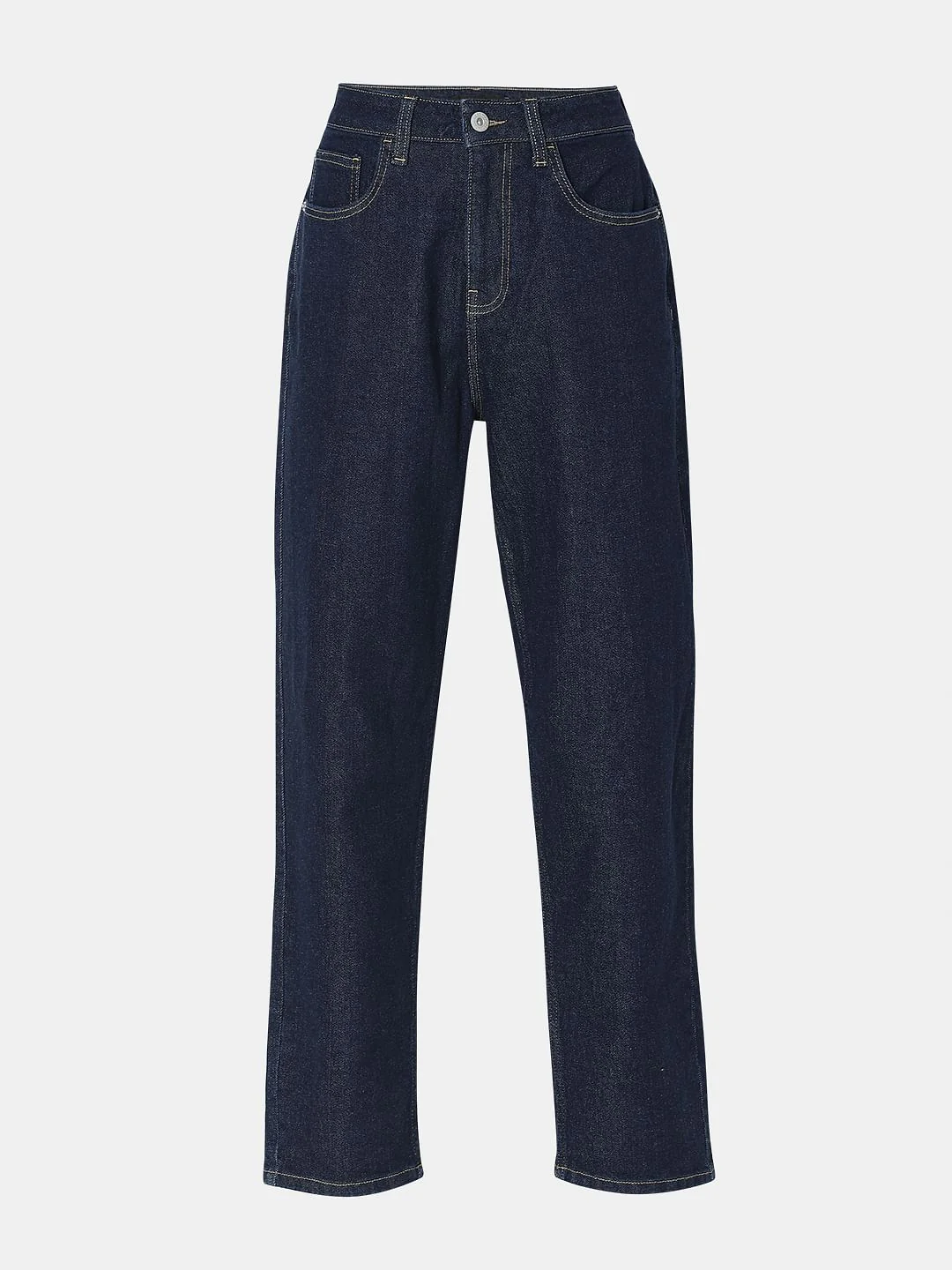 Dark Blue High Rise Mom Fit Jeans - Image 7