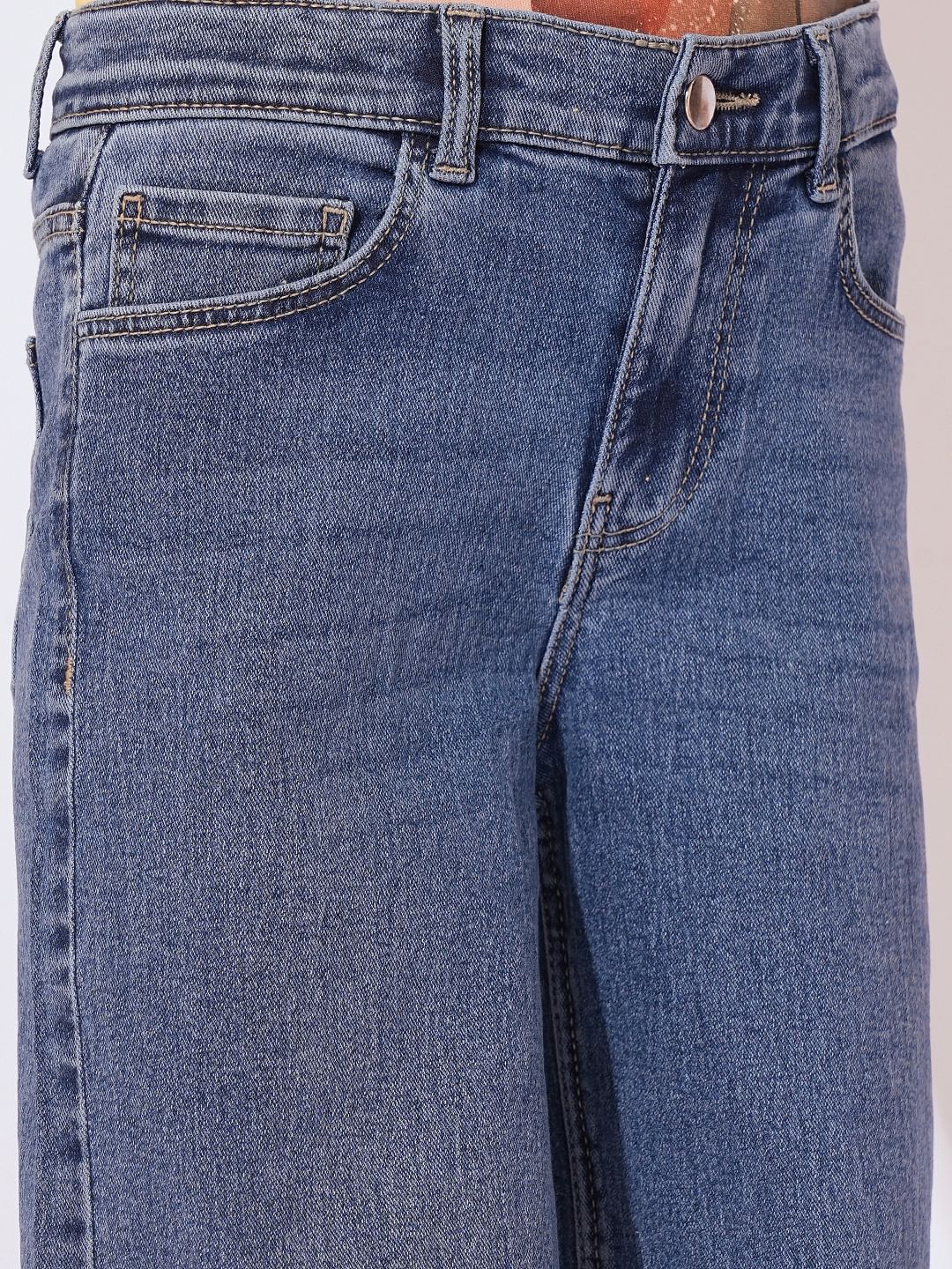 Girls Blue Wide Leg Jeans - Image 4