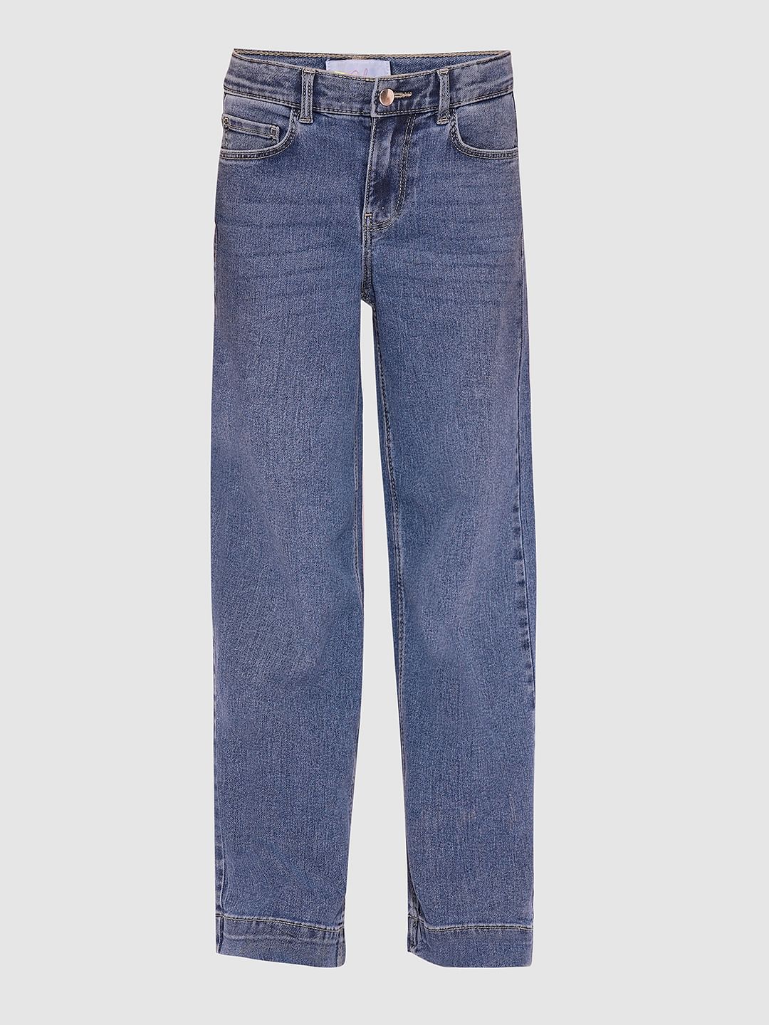 Girls Blue Wide Leg Jeans - Image 5