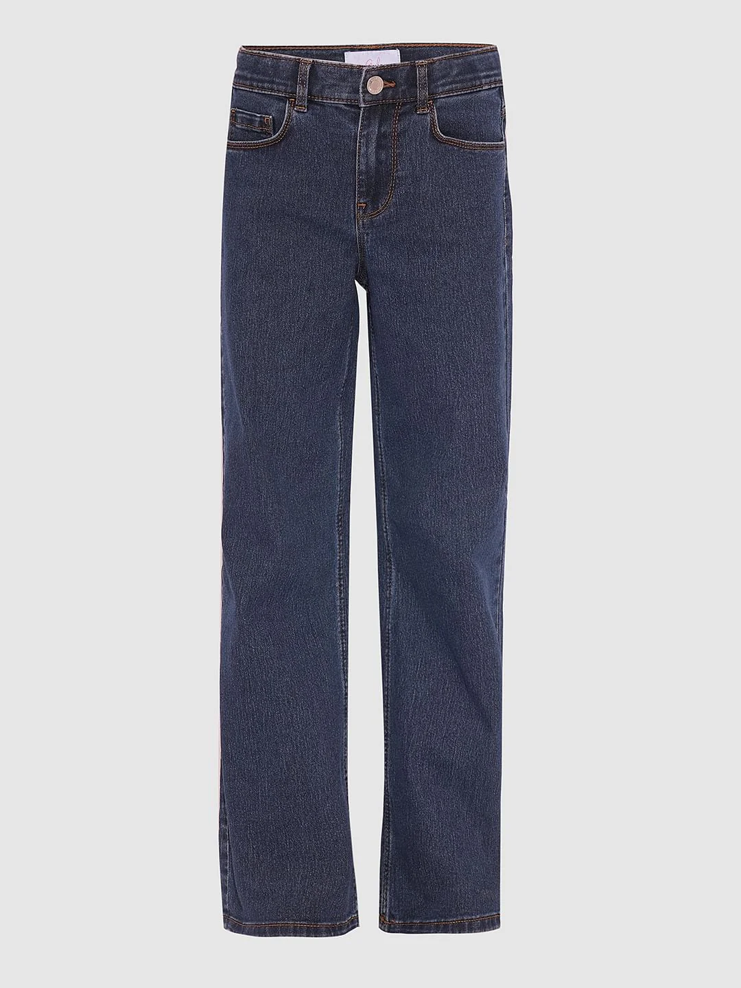 Girls Dark Blue High Rise Wide Leg Jeans - Image 5