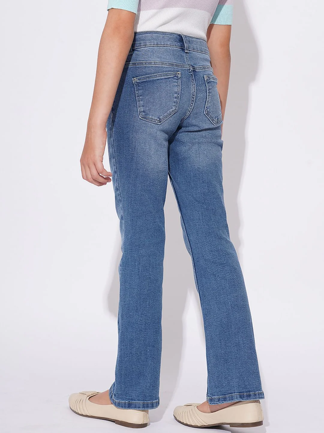 Girls Blue Bootcut Jeans - Image 3