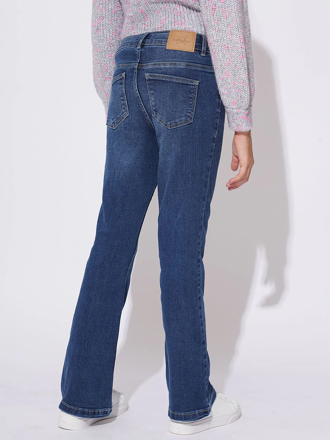Girls Dark Blue Bootcut Jeans - Image 3